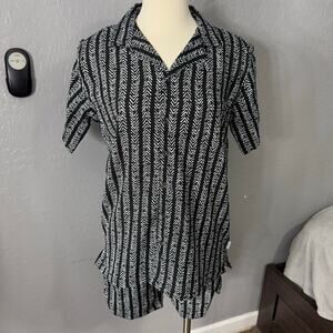 Sovereign Code Kids' Textured Camp Shirt & Shorts Set, Black/White, XL 18/20